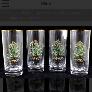Spode Festive Tree Glass Set with Gold Trim